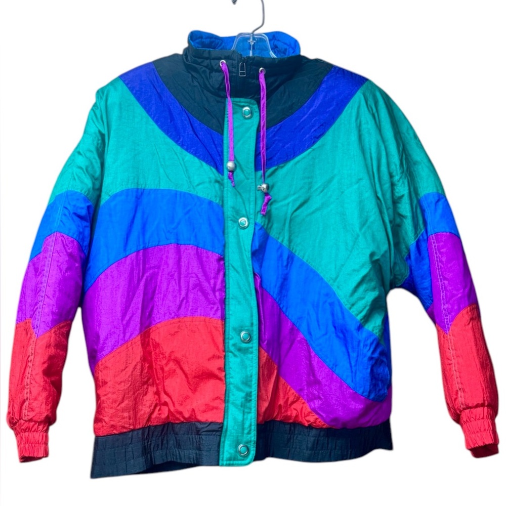 VTG Windbreaker Coat Lined Andy Johns Colorful Size Med 100% Nylon Gorpcore